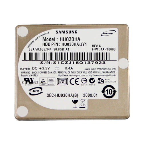 Samsung HU030HA 30Gb 3600RPM PATA/ZIF 2Mb Cache Disco duro ultra móvil de 1,68 pulgadas